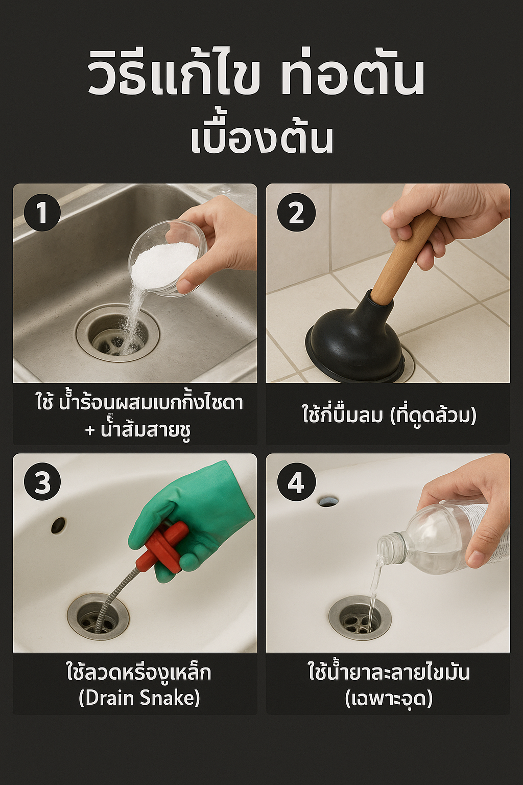 วิธีแก้ไขท่อตัน